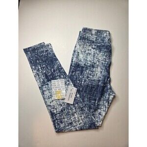 LuLaRoe OS One Size 2-10 Leggings Blue Cross Hatch Print Buttery Soft